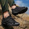 Outdoor Large Size Breathable Hiking Shoes for Couples Mesh Upper Wear Resistant Rubber Outsole Low Cut Synthetic Leather