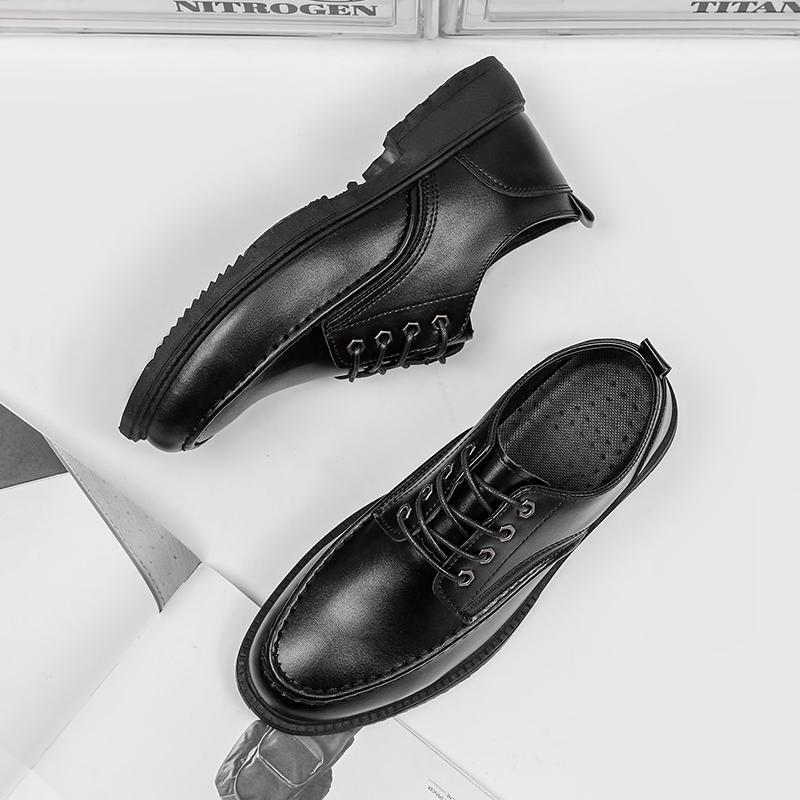 Anti-slip and Water-resistant Men's Casual Shoes, with Heightening Round Toe Design, Men's Leather Shoes Made of Cowhide Materia