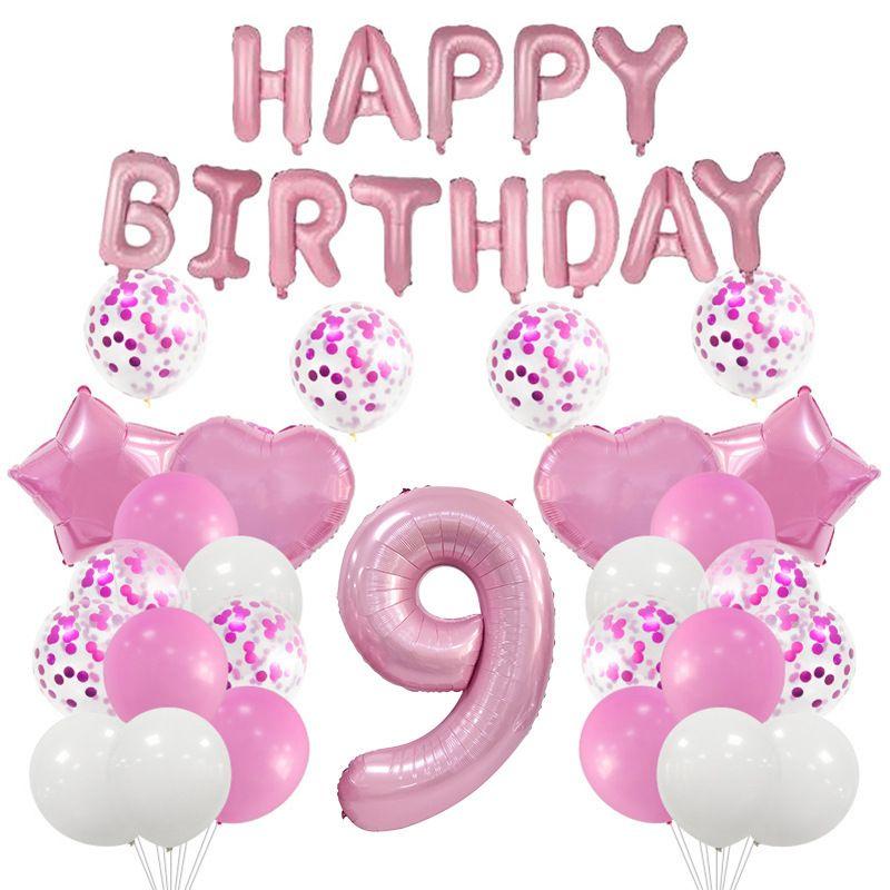 Pink Birthday Theme Pink Aluminum Film Balloon Set with Latex Sequin Balloon Decorations