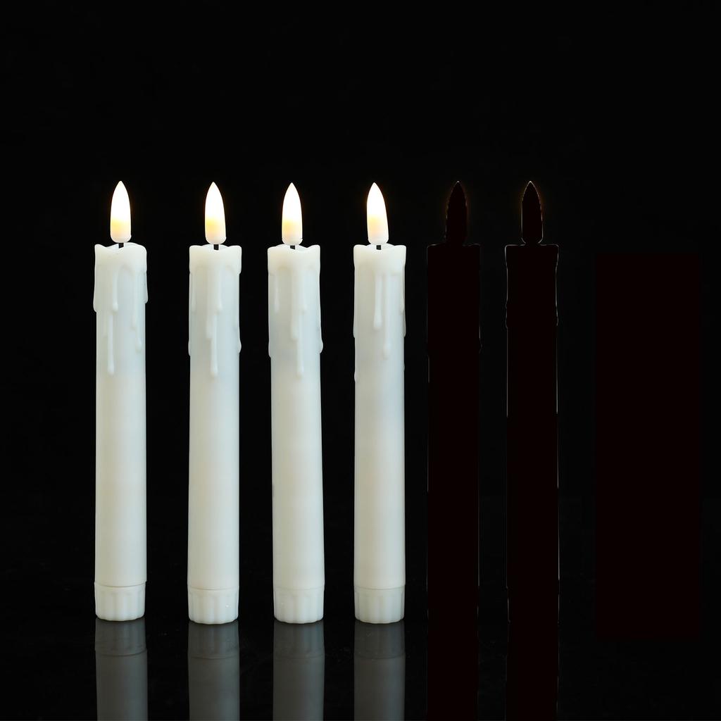 3/4/5 Pieces 7 Inch Warm White Short Smokeless Decorative LED Taper Candles,Realistic Battery Powered Christmas Candlesticks