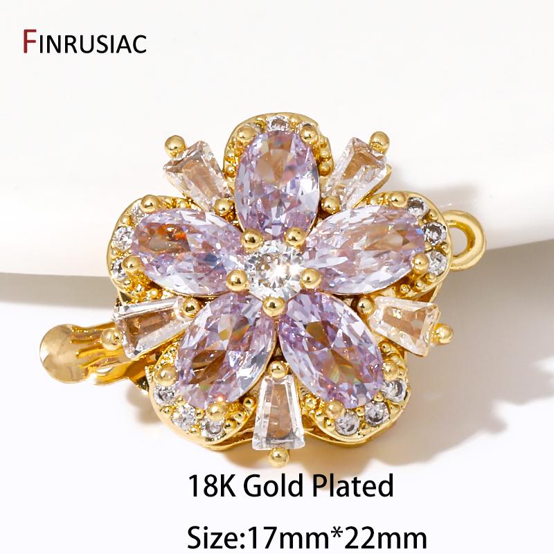 

18K Gold Plated Brass Pearl Clasps Fasteners,Lock For Jewelry,Inlaid Zircon Connector Clasps For DIY Jewelry Making Supplies 2 pieces