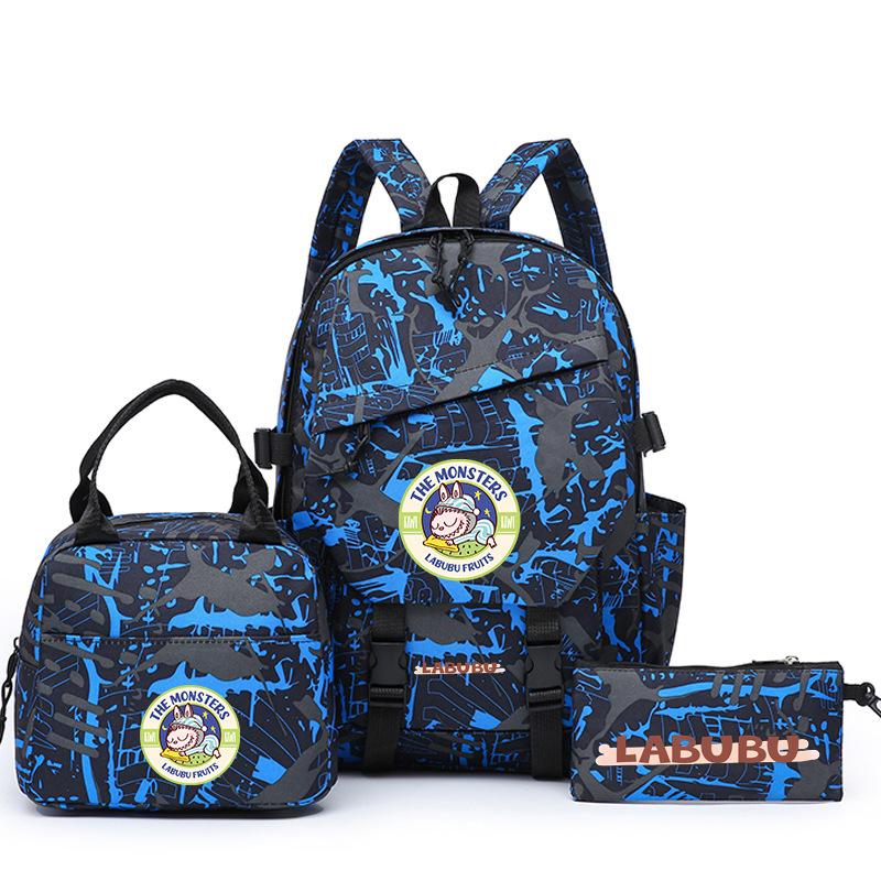 School Bag New Printing Three-piece Set School Bag Cartoon Rabbit Student Backpack Satchel Boys and Girls