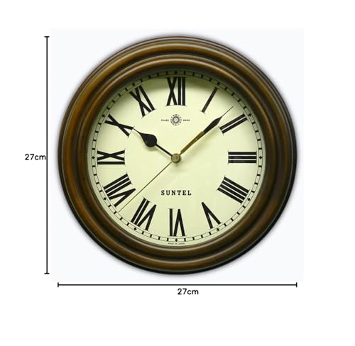 Santell Japanese-Made Retro Radio-Controlled Clock (Roman Letters) Antique Brown DQL729R-AN