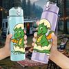 1PC Cute Little Dragon Cartoon Pattern 750ml Color Plastic Sports Water Bottle Leakproof Flip Straw Lid Suitable for Sports Office Home Use