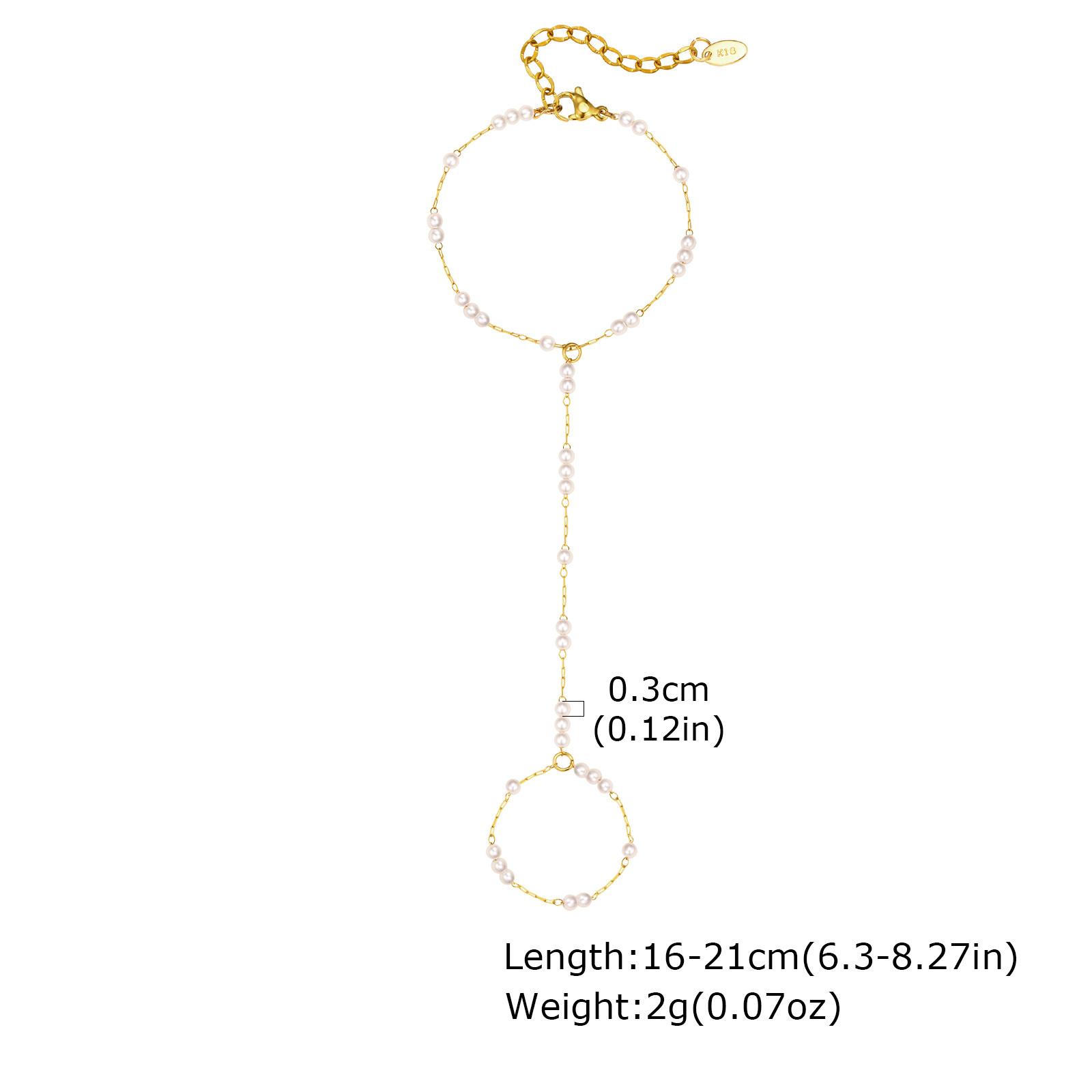 

Stainless Steel Hand Chain Bracelet Ring for Women, 18k Gold Plated Bracelets Link Adjustable, Fashion Party Elegant Jewerlry