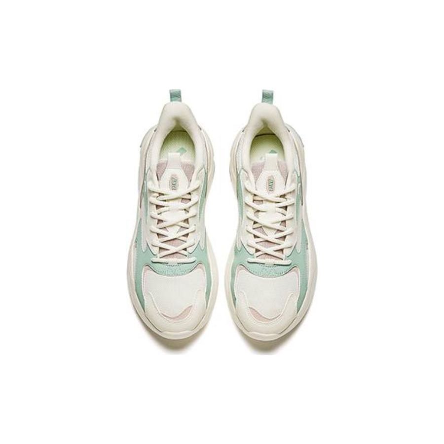 Anta Lightweight Comfortable Shock Absorbing Durable Low Top Casual Shoes Women Sneaker White Green 122418813-2