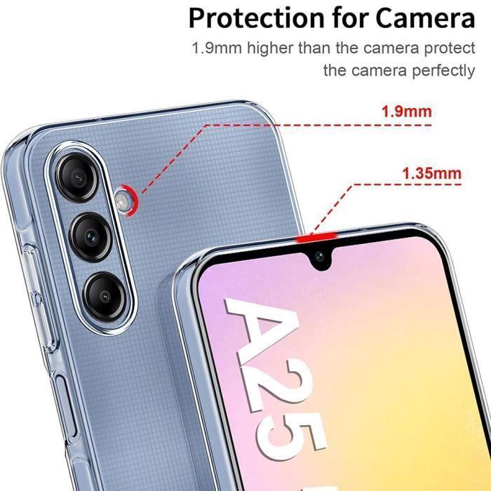 Coque de protection - BOOLING - pour Samsung Galaxy A25 5G - Silicone souple - Transparent - 2 Verres Trempés