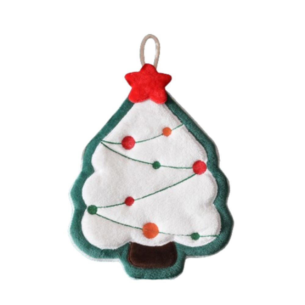 Thickened Christmas Hanging Hand Towels Cartoon Plush Hand Towel  Home Bathroom Kitchen Decor