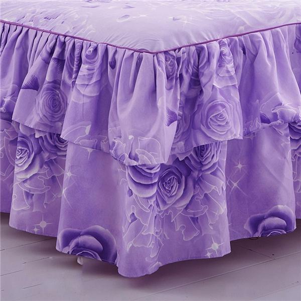 11 kleuren Single/twin/full/queen/kingsize Bed Rok Kussenslopen Set Elegante Sprei Bloemenpatroon Geborsteld Microfiber Verstoorde Lakens