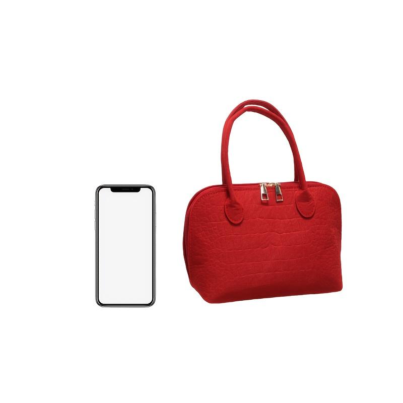 Chic Solid Color Felt Tote Bag, Fashion Shell, Storage Bag- Small, Lightweight, Felt Storage Bag, Multi-color Available, Suitable