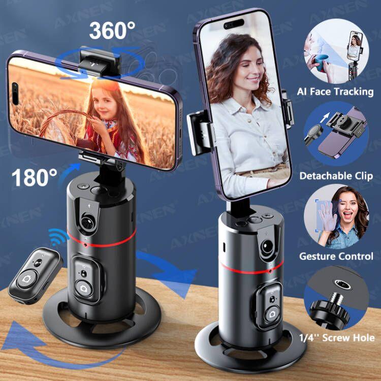 Für P02 360 Rotation Gimbal Stabilisator, Follow-up Selfie Desktop Face Tracking Gimbal für Tiktok Smartphone Live, mit Fernauslöser