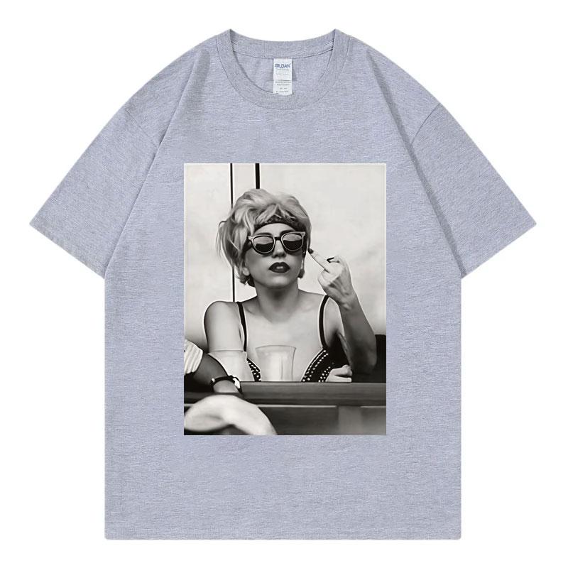Singer Lady Gaga Merch T Shirt Unisex Women Clothing Harajuku Pop Music Short Sleeve Tshirt High Quality Oversized Tshirts Tops