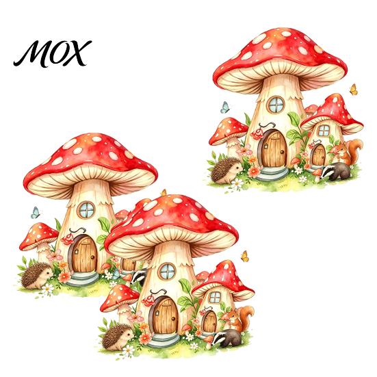 Self Adhesive Bathroom Glass Stickers Watercolor Forest Fairy Static Window Cling, Mushroom Elf Cottage Decal for Creative Gift Home Decor Kids Room,