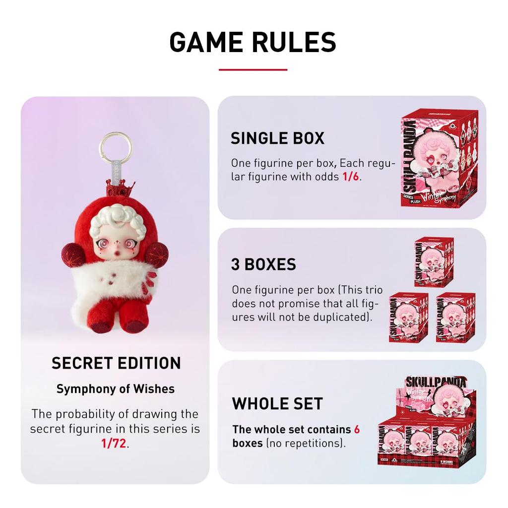 POP MART SKULLPANDA Winter Symphony Series Plush Pendant Box of Pop Mart Gachapon Blind Box Figure Plastic Model Premium Toy PVC Soft Vinyl Original