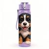 1PC Bernese Mountain Dog Pet Print 750ml Color Plastic Sports Water Bottle Leakproof Flip Straw Lid Suitable for Sports Office Home Use