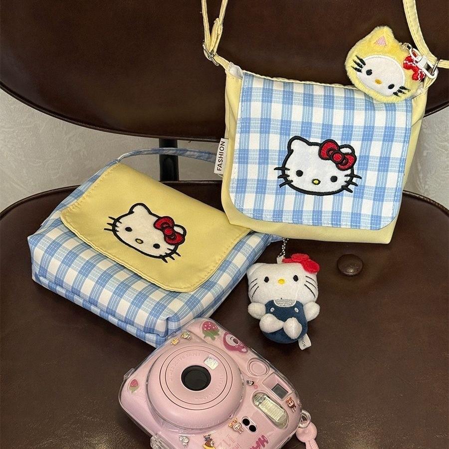Cute Kitty Cat Small Shoulder Bag With Colorblock Nylon For Daily Use