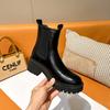 New Chelsea Short Boots Women's British Short Single Boots Round Martin Boots Heightened Thick-soled Cigarette Boots