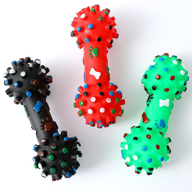 Vinyl sounding big thorn dumbbells 16.5cm Pipi Tao pet dog bone grinding teeth cleaning dog training toy