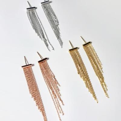Women's 925 Silver Drop Chain Earrings Worn by IU