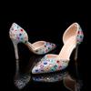 Fashion Bling Luxury Handmade Full Rhinestones Women Pumps Elegant Pointed Toe Colorful Crystal High Heels Fashion Party Bridal Shoes