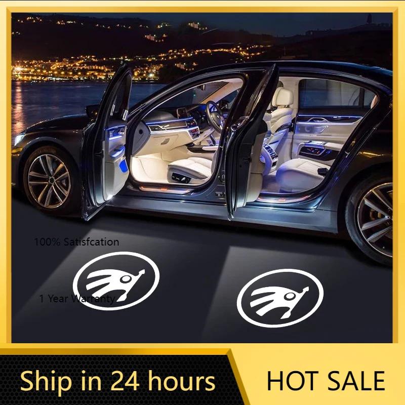 Car Sticker 2025 Hot 4Pcs Car Door Welcome Light LED HD Projector Lamp Decoration For Skoda Octavia Superb Rapid Kodiaq Karoq Fa