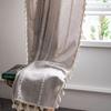 Imanqi Yun Striped Embroidery Semi-Blackout Curtains for Kitchen or Living Room, Country Style Bay Window Decor