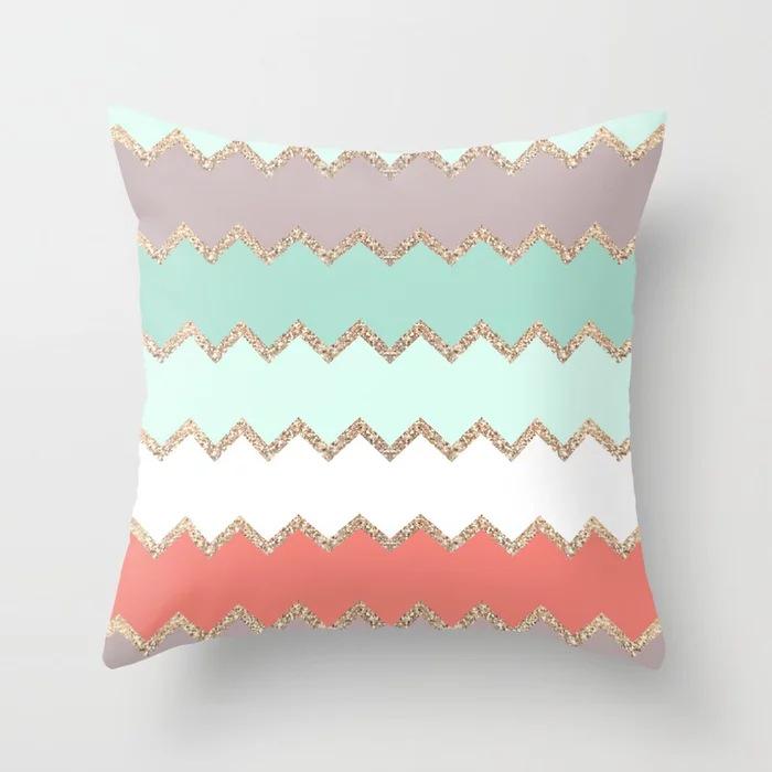 New Ins Style Pink Geometric Love Series Pillowcase Sofa Pillow Car Cushion Cover