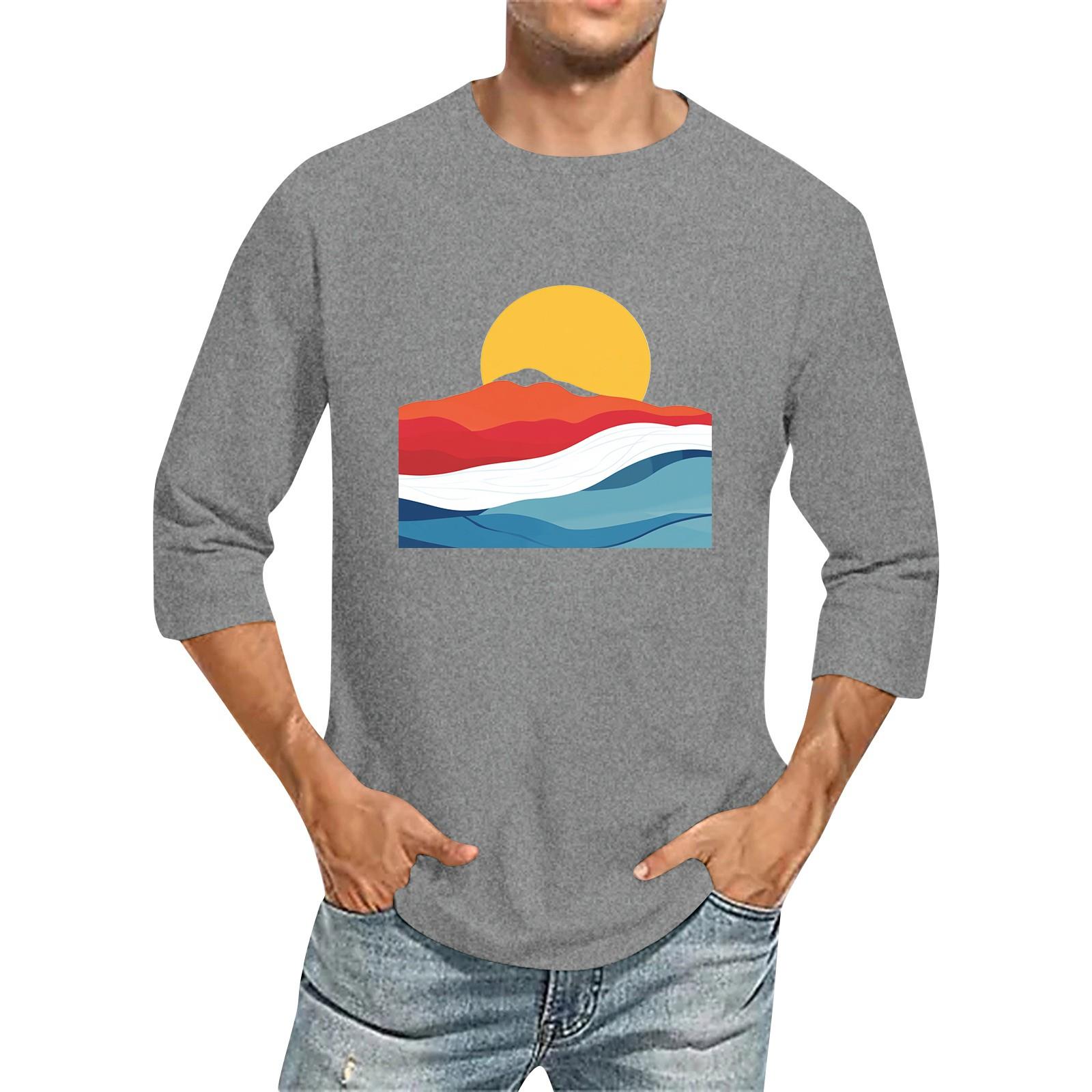 

Мужская однотонная футболка с круглым вырезом и рукавами три четверти XXXL