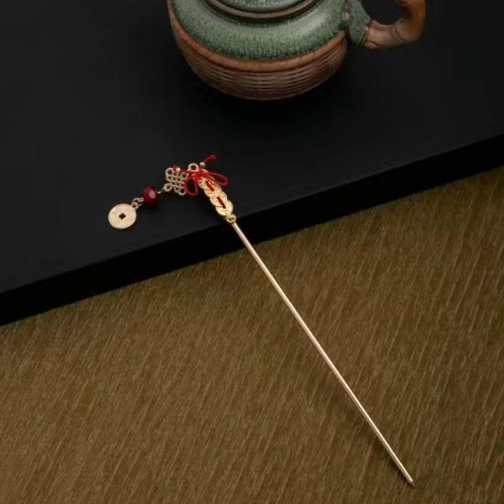 Copper Coin Ancient Hair Stick Antique Hanfu Hair Fork Retro New Year Hairpin  Wedding