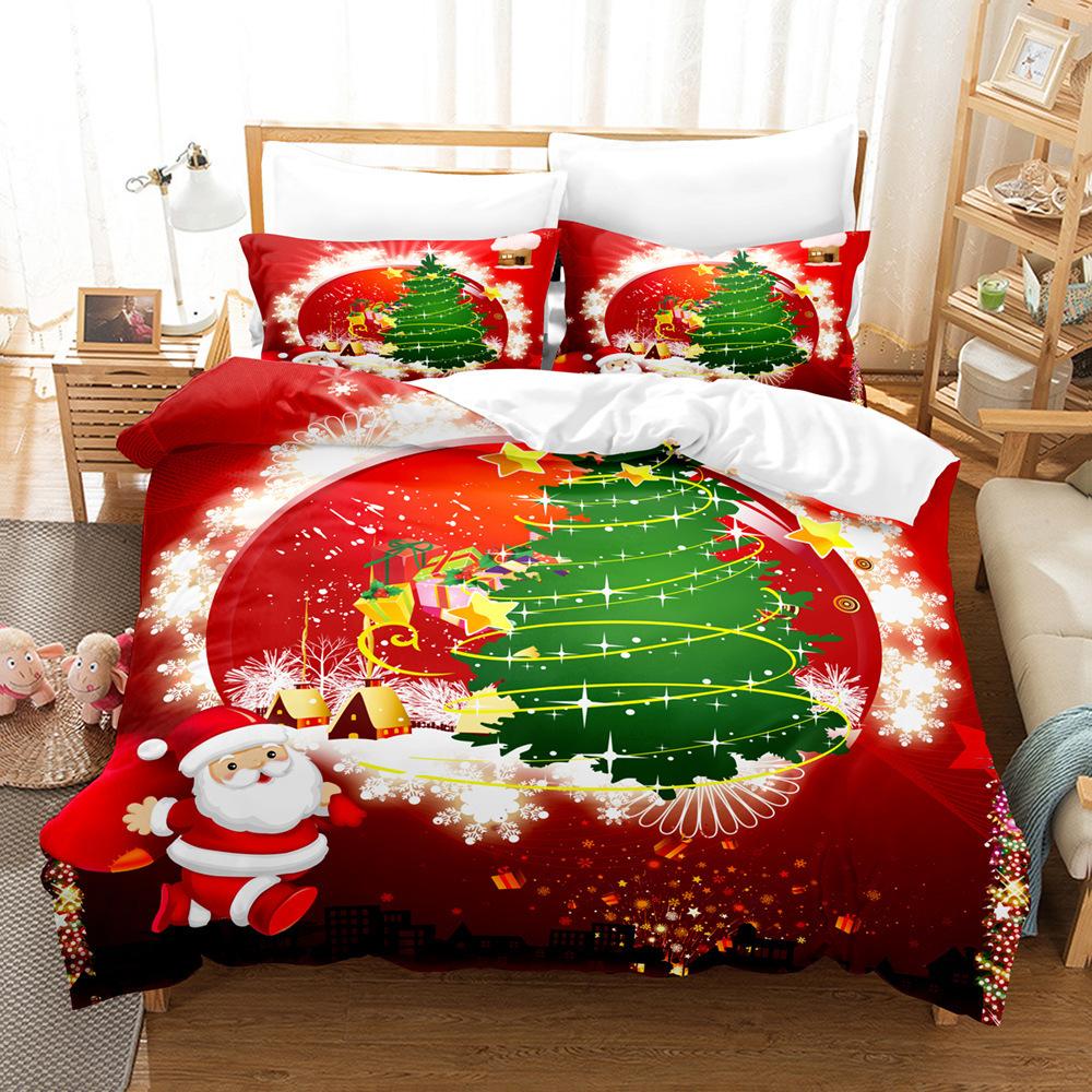 3D Digital Printing Three-Piece Set, Christmas Santa Series Bedding Kit