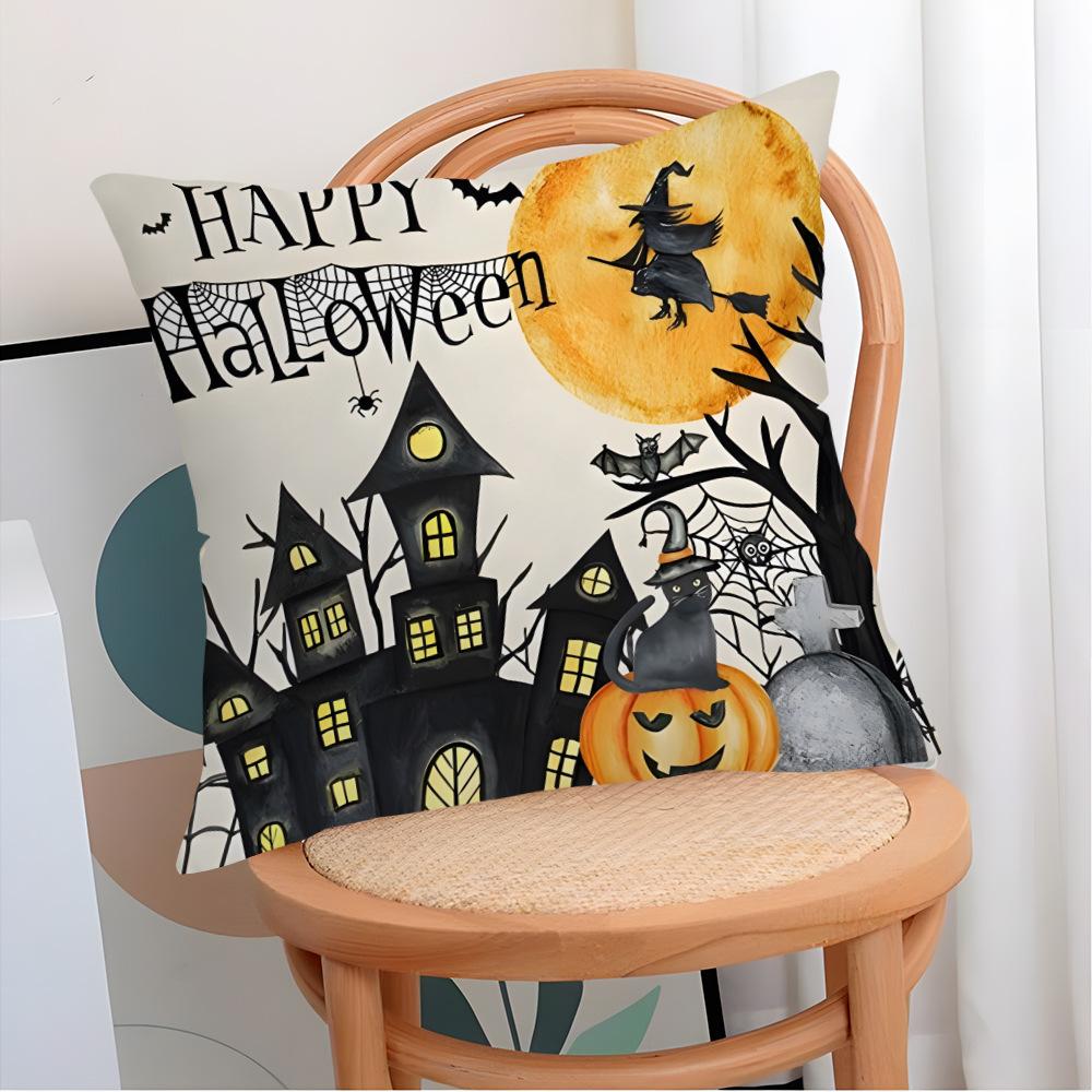 Halloween Printed Pillow Case for Home Living Room Single Sided Printed Cushion Cover Sofa Bedroom Decorative Pillow Case