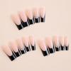 Black French Edge Extra Long Rhinestone Wearable Nail Tips with Removable Stickers