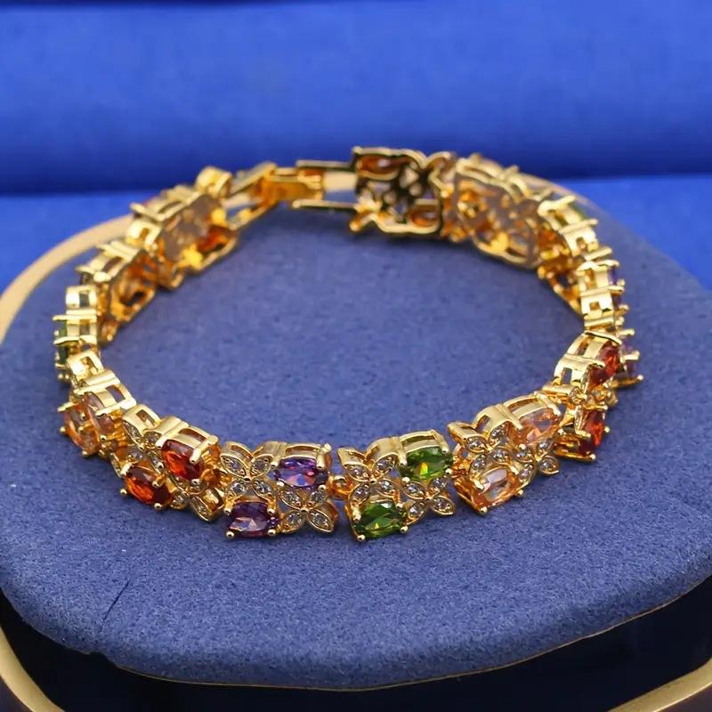 Double Row Design Color Heavy Industry Zircon Bracelet European and American Fashion Exquisite Bracelet Niche Design 2026 18CM