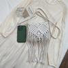 Seaside Beach Straw Bag Women's Vintage Woven Shoulder Bag Tassel Hollow Crossbody Bag