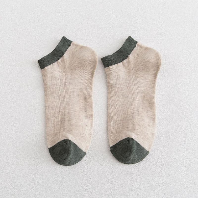 Men Spring and Summer New Products Simple Tie Color Cotton Breathable Boat Socks