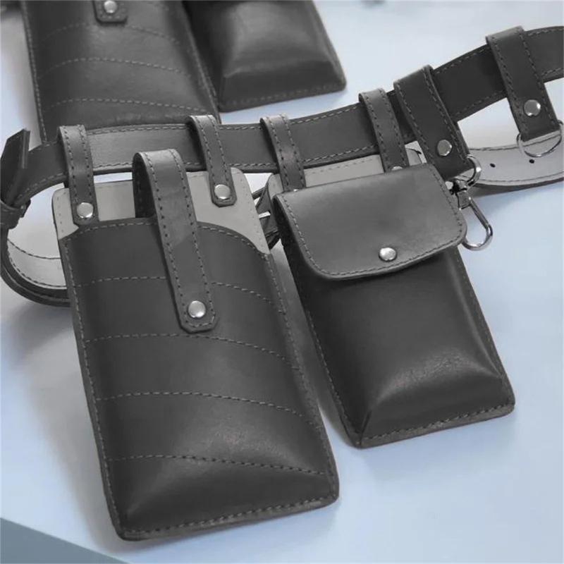 Medieval Leather Waist Pouches With Leather Belt Steampunk Waist Bag Medieval Leather Side Pack for Halloween Cosplay