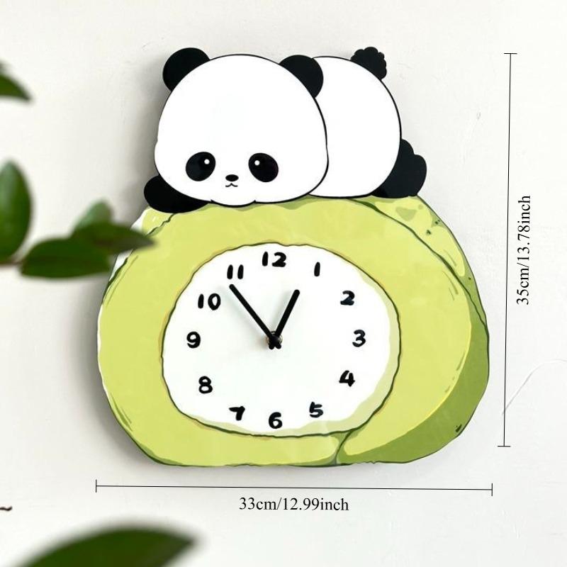 New Panda Cartoon Clock for Home Living Room, Simple Clock Decoration, Quiet, Cute and Creative Wall Clock