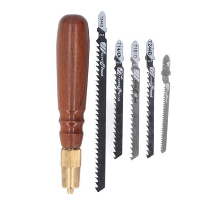 Manico in Legno per Sega con 5 Lame di Ricambio Staccabile Antiscivolo per Lavorazione del Legno e