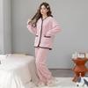 Høst og vinter Coral Velvet Pyjamas Set 3D Jacquard Flanell Langermet Cardigan Home Wear