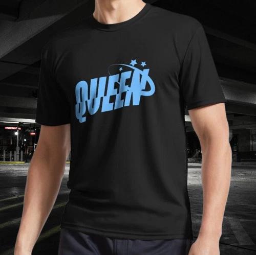 QUEEN - Y2K trendy blue typographic T-Shirt Funny Size American Unisex T- Shirt S