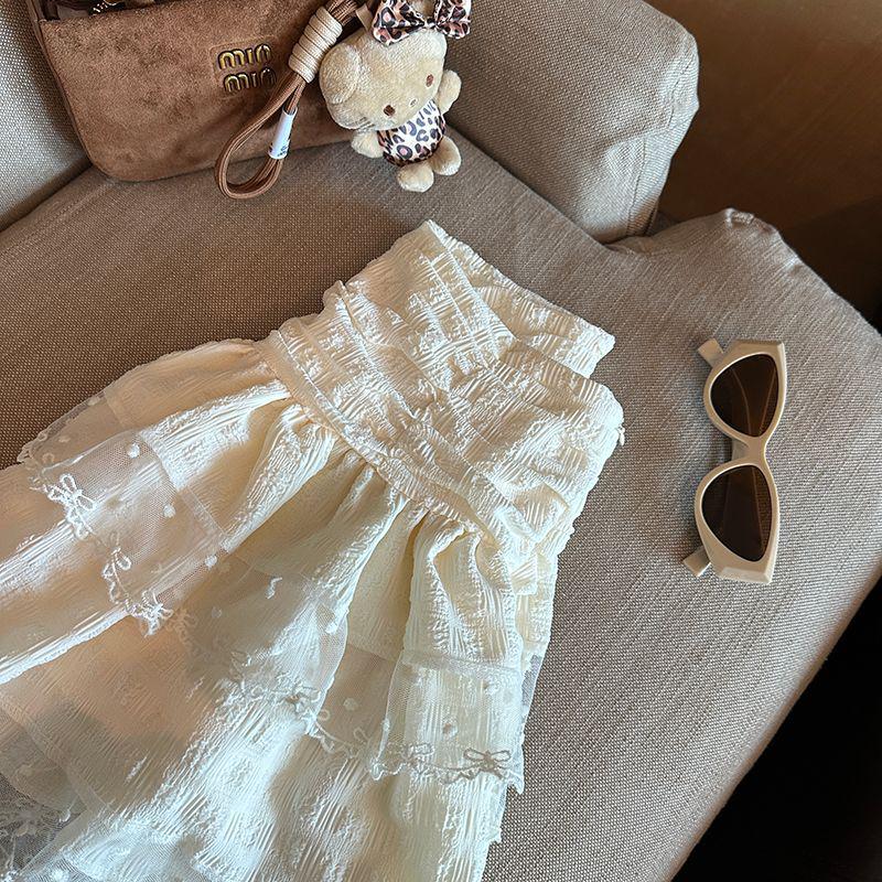 Ballet-Inspired High Waist A-Line Lace Chiffon Skirt for Women