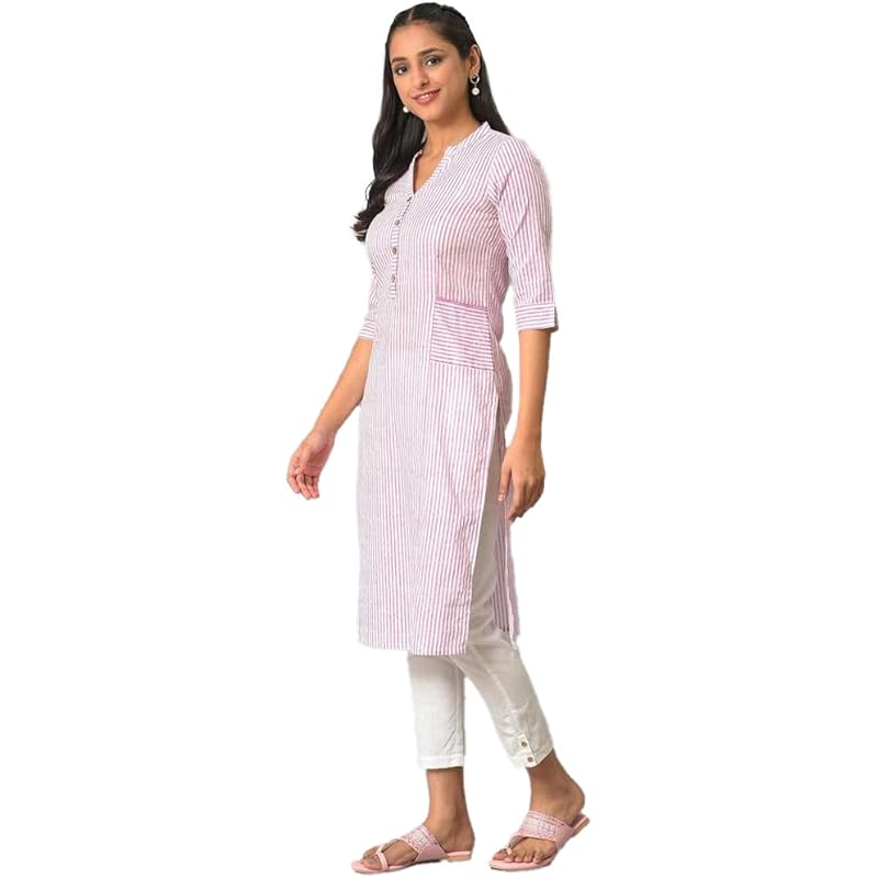 Aurelia Purple Solid Cotton Regular Kurta for Women S фиолетовый