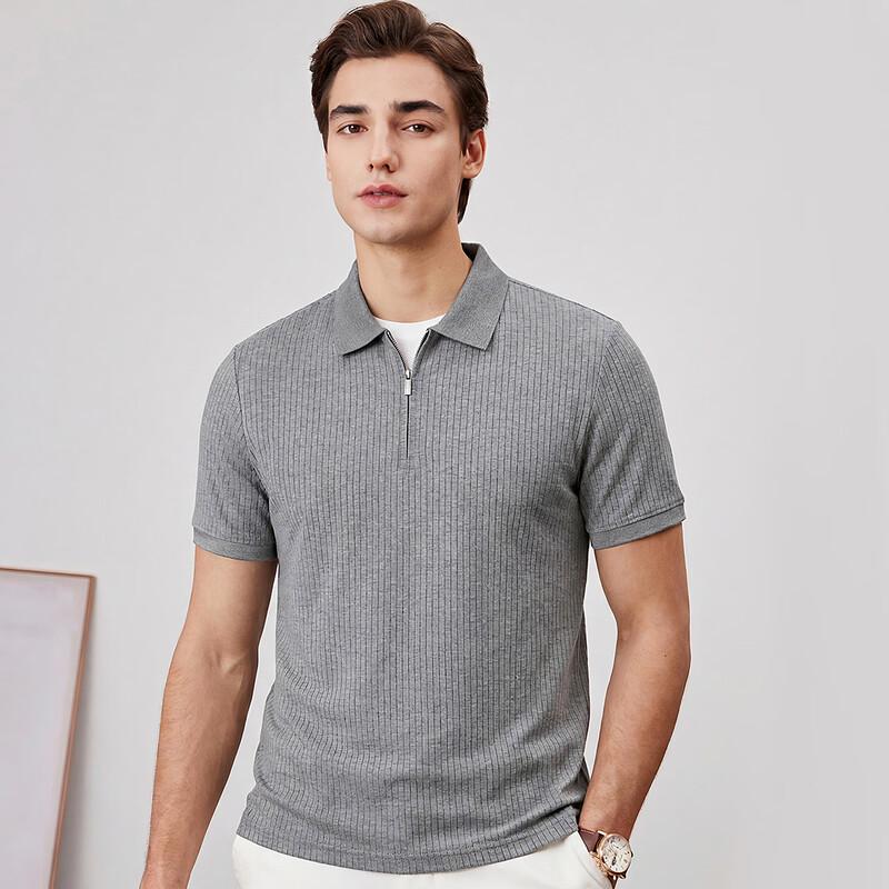 FIRS Men's Jacquard Zipper Polo Shirt
