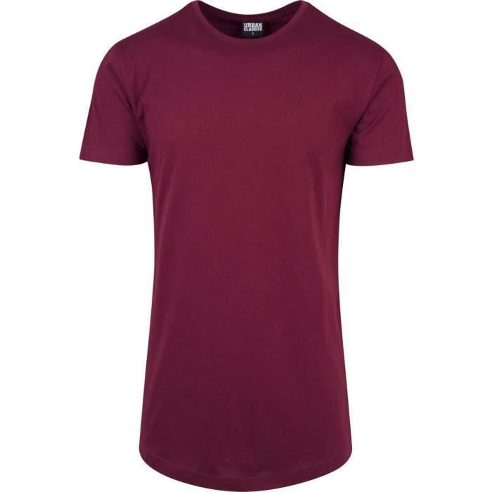 T-shirt long - Urban Classics - Rouge - Coupe regular - Col arrondi - Manches courtes