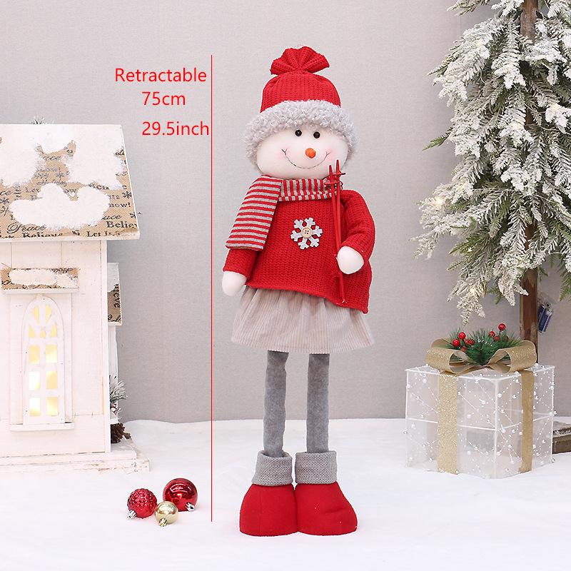 Christmas new red knitted fabric sitting and retractable old man snowman elk doll set decoration ornament