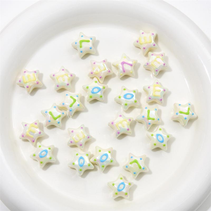 

19 мм акриловые бусины ручной работы с масляными звездами для изготовления ювелирных изделий «сделай сам», браслет, ожерелье, цепочка для телефона 19mm 1pcs слоновая кость