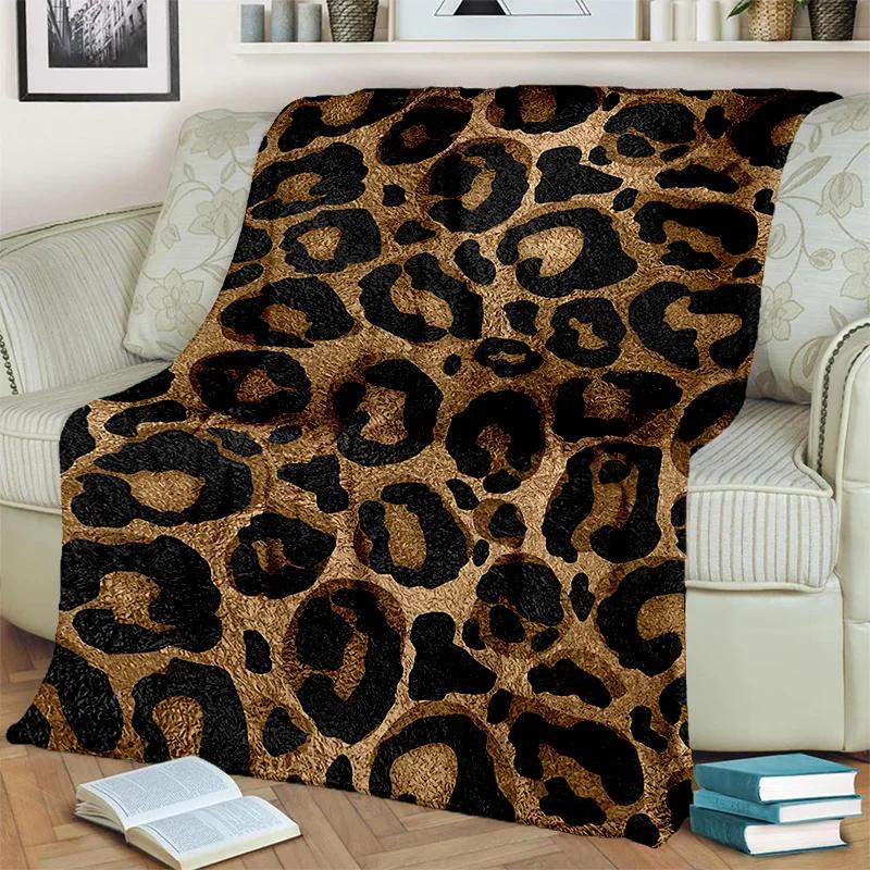 3D Wild Leopard Stripe Print Series Blanket,Soft Throw Blanket for Home Bedroom Bed Sofa Picnic Travel Office Cover Blanket Kids