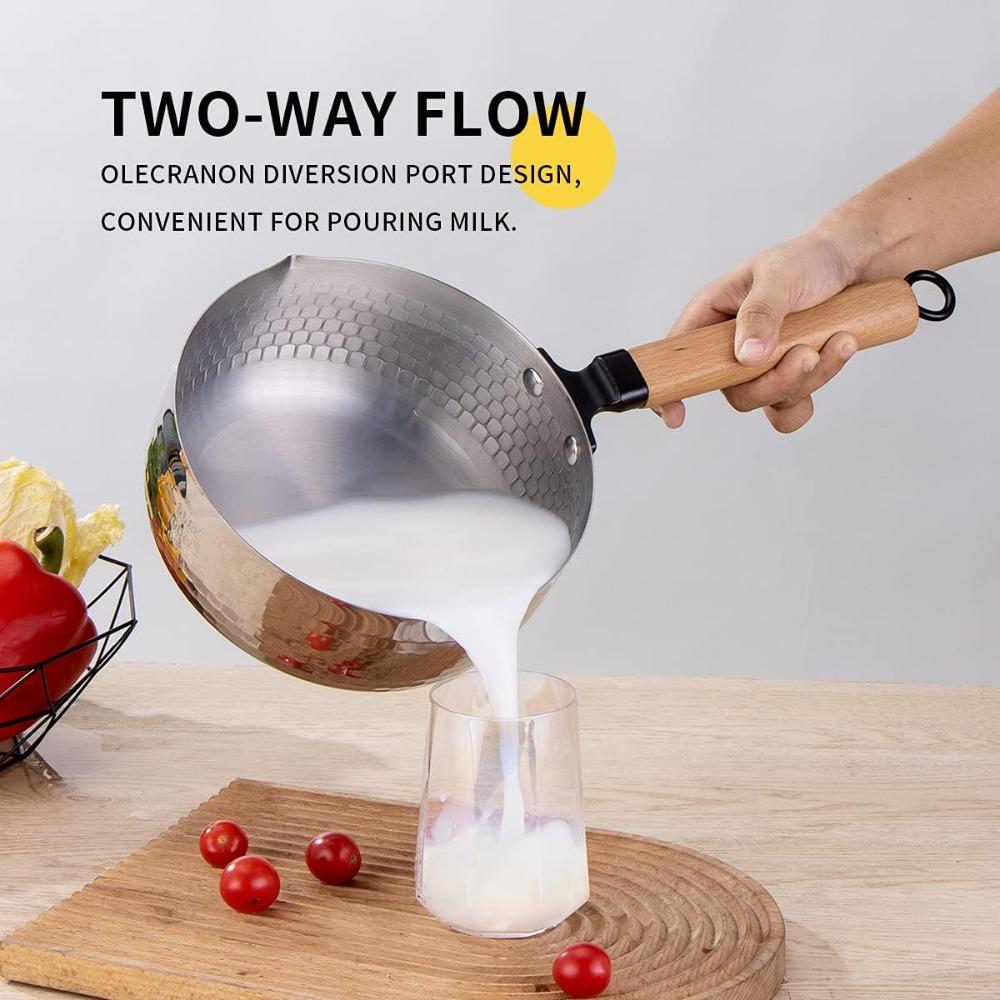 Stainless Steel Yukihira Pan Yukihira Saucepan with Lid Yukihira Pot with Hook Japanese Milk Pot Sauce Pot Cooking Pot