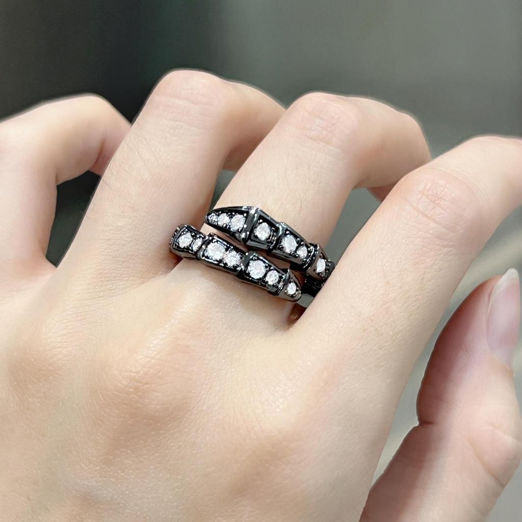 Platinum-Plated Open Bamboo Joint Zircon Knuckle Ring