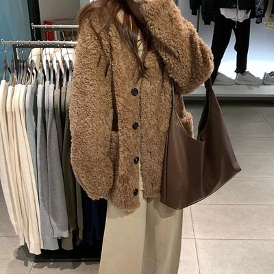 Col d'hiver avec veste en imitation peau d'agneau de coton sensation haut de gamme manteau en laine épaissi manteau en coton pour femmes ample